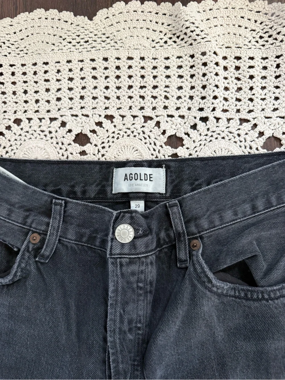 AGOLDE '90s High-Rise Straight-Leg Jeans Howl Black Wash Size 29
